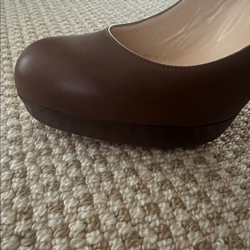 NWT Authentic Christian Louboutin 4 1/4” Chocolate Platform Brown Leather Heels